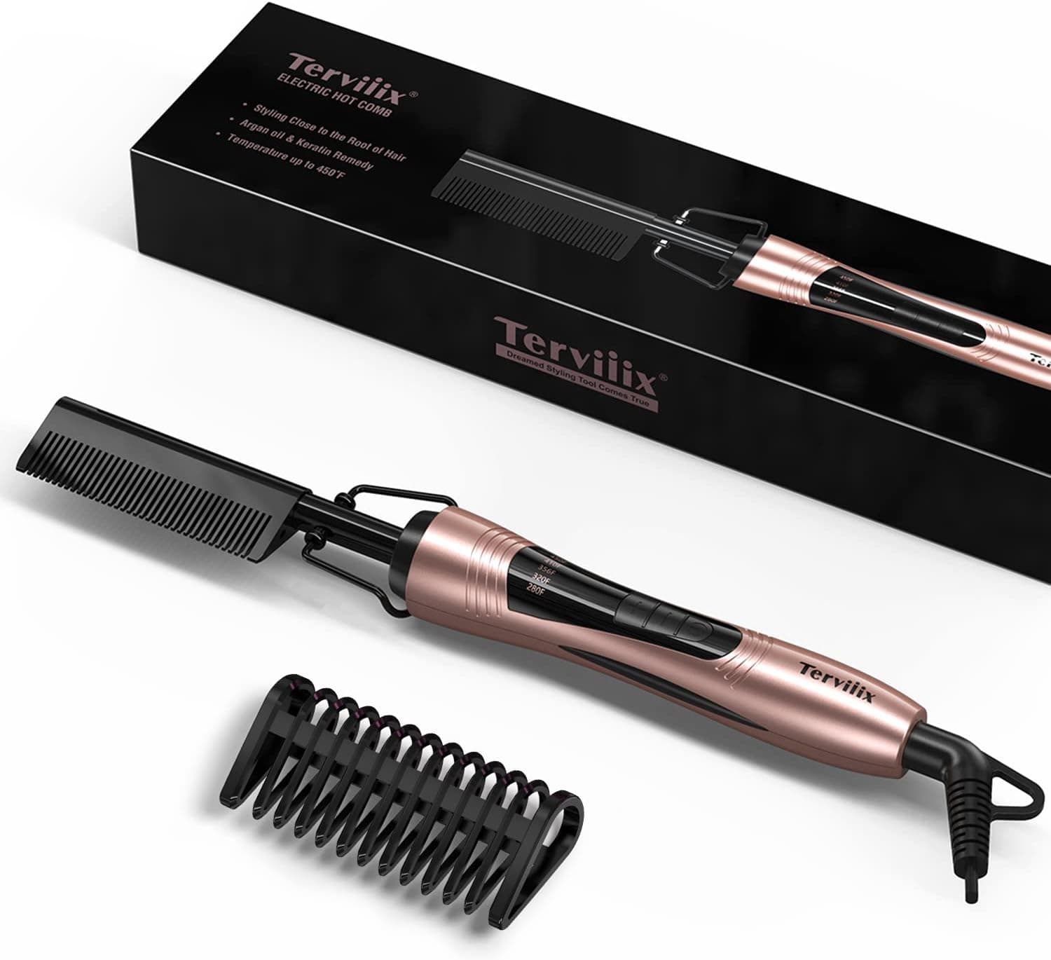 Terviiix Peigne Chauffant Lissant Afro & Barbe
