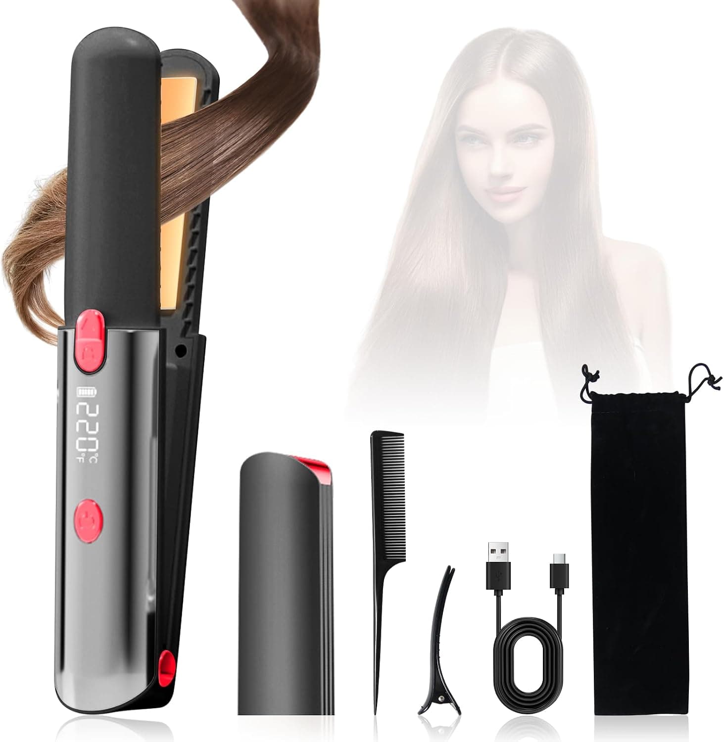 Anluomafuy ZF181 Mini Lisseur Cheveux Noir