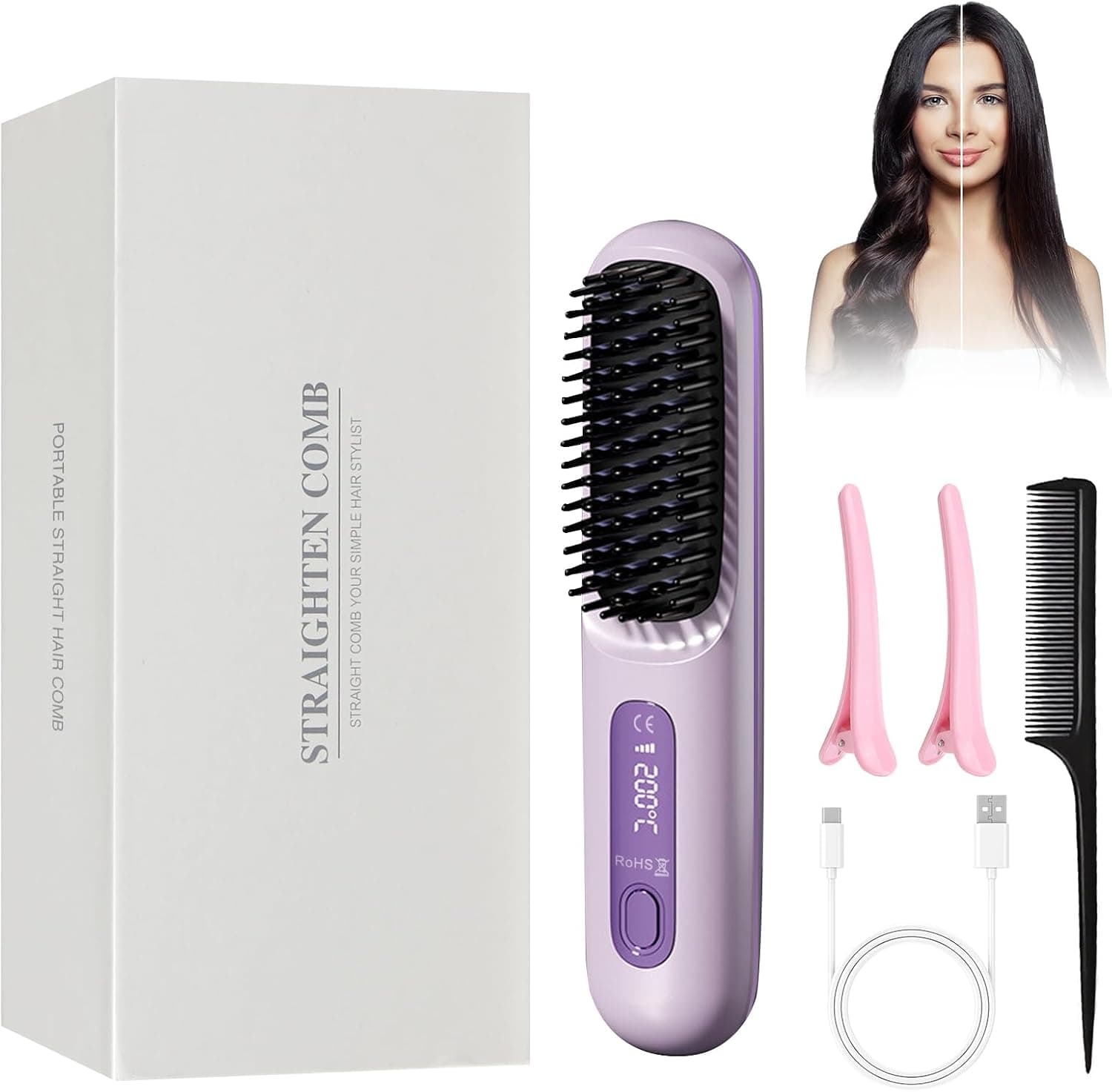 HASAIKA Brosse Lissante Sans Fil 140-200°C