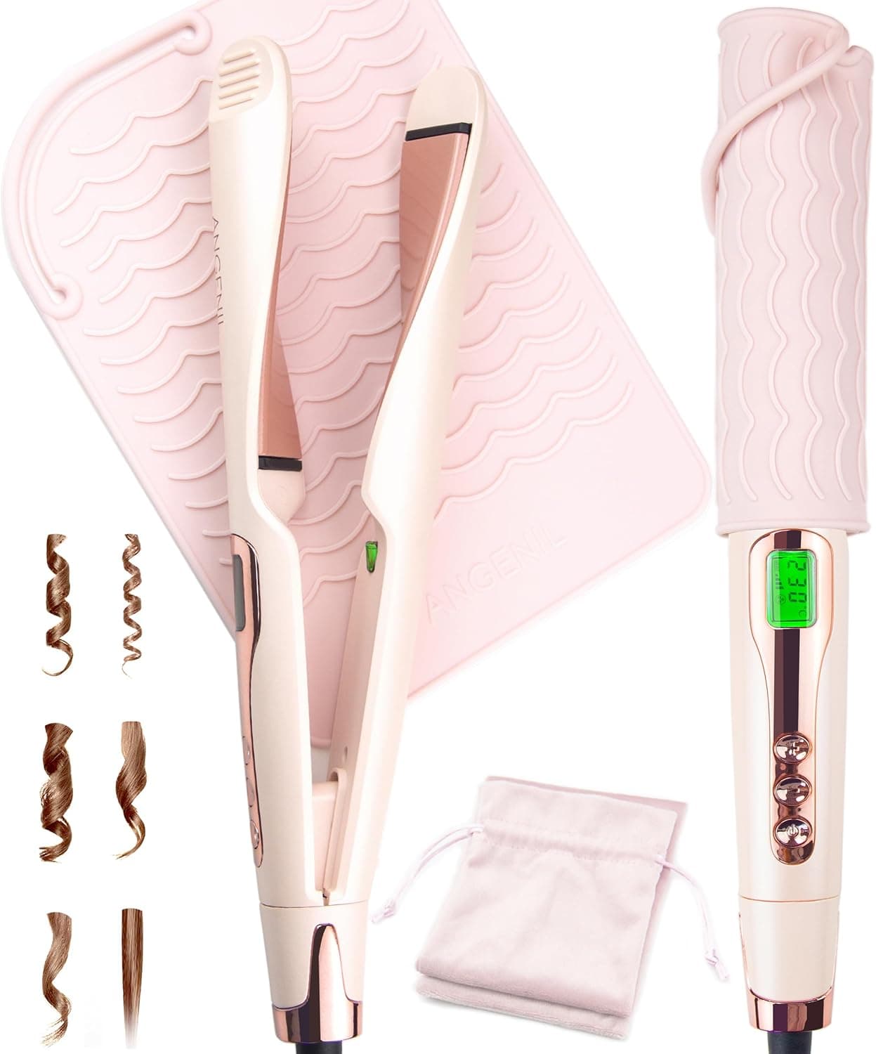 ANGENIL Twist Pro Fer à Lisser 2-en-1 Rose