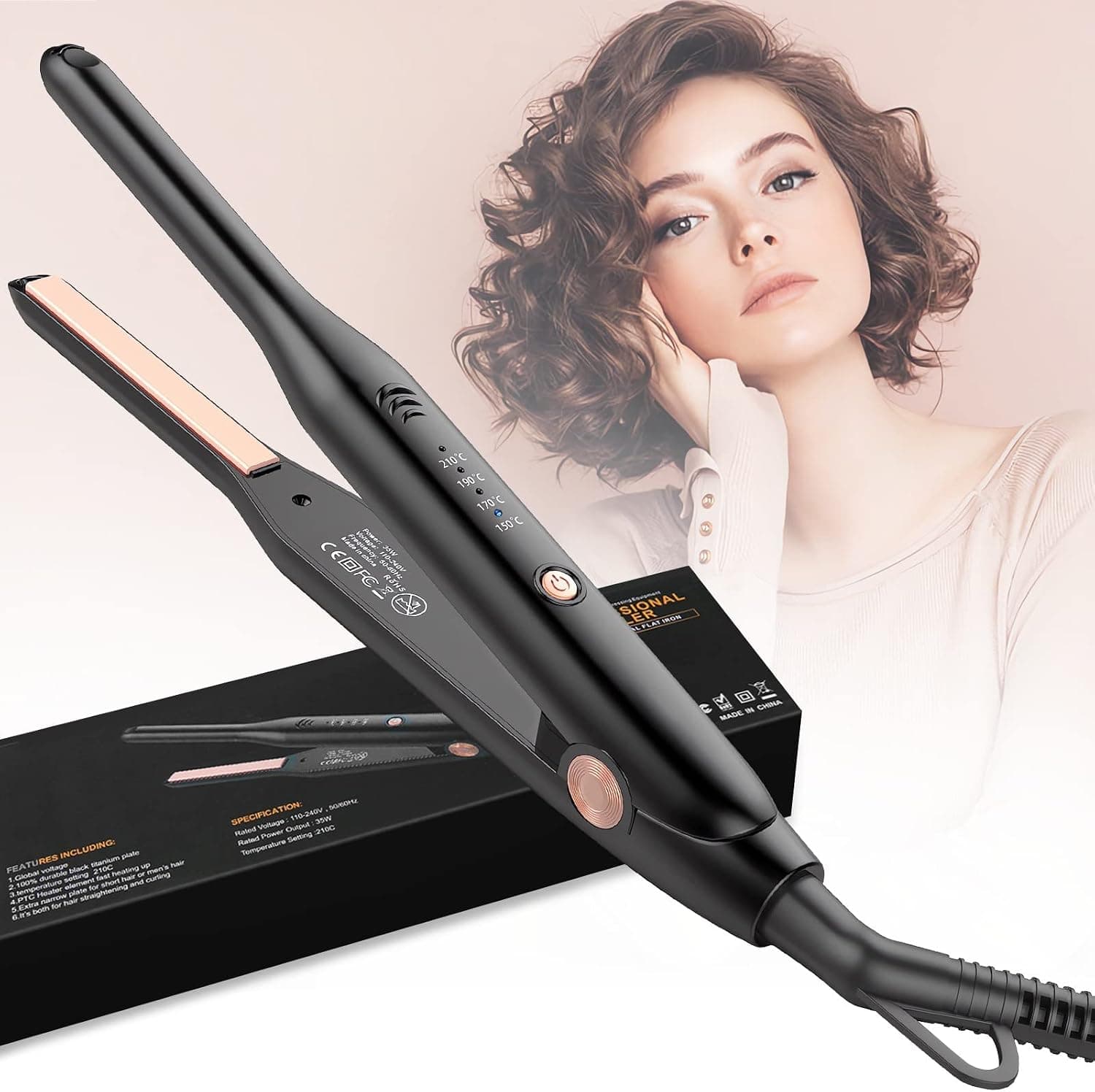 HyAdierTech Mini Lisseur Cheveux Courts Noir