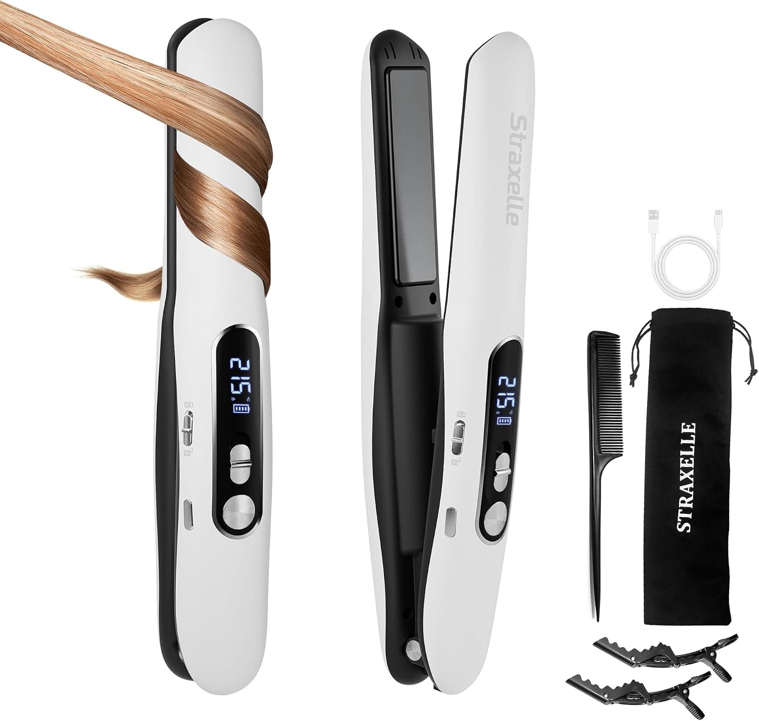 Straxelle Mini Lisseur Sans Fil Blanc